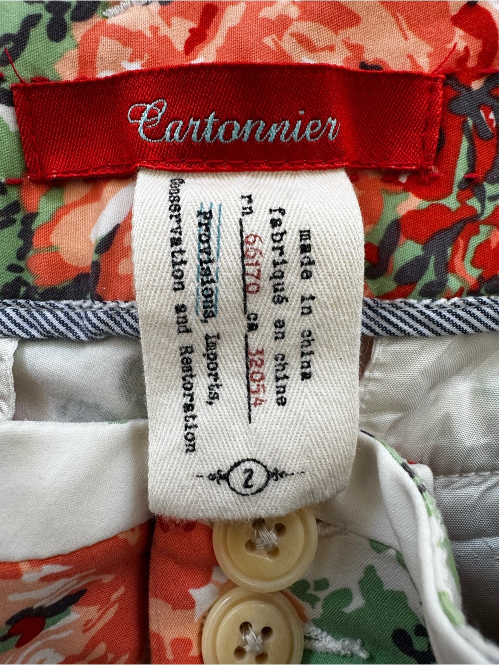 Cartonnier coral green floral short ankle pants - Women’s Size 2 - Picture 2 of 7